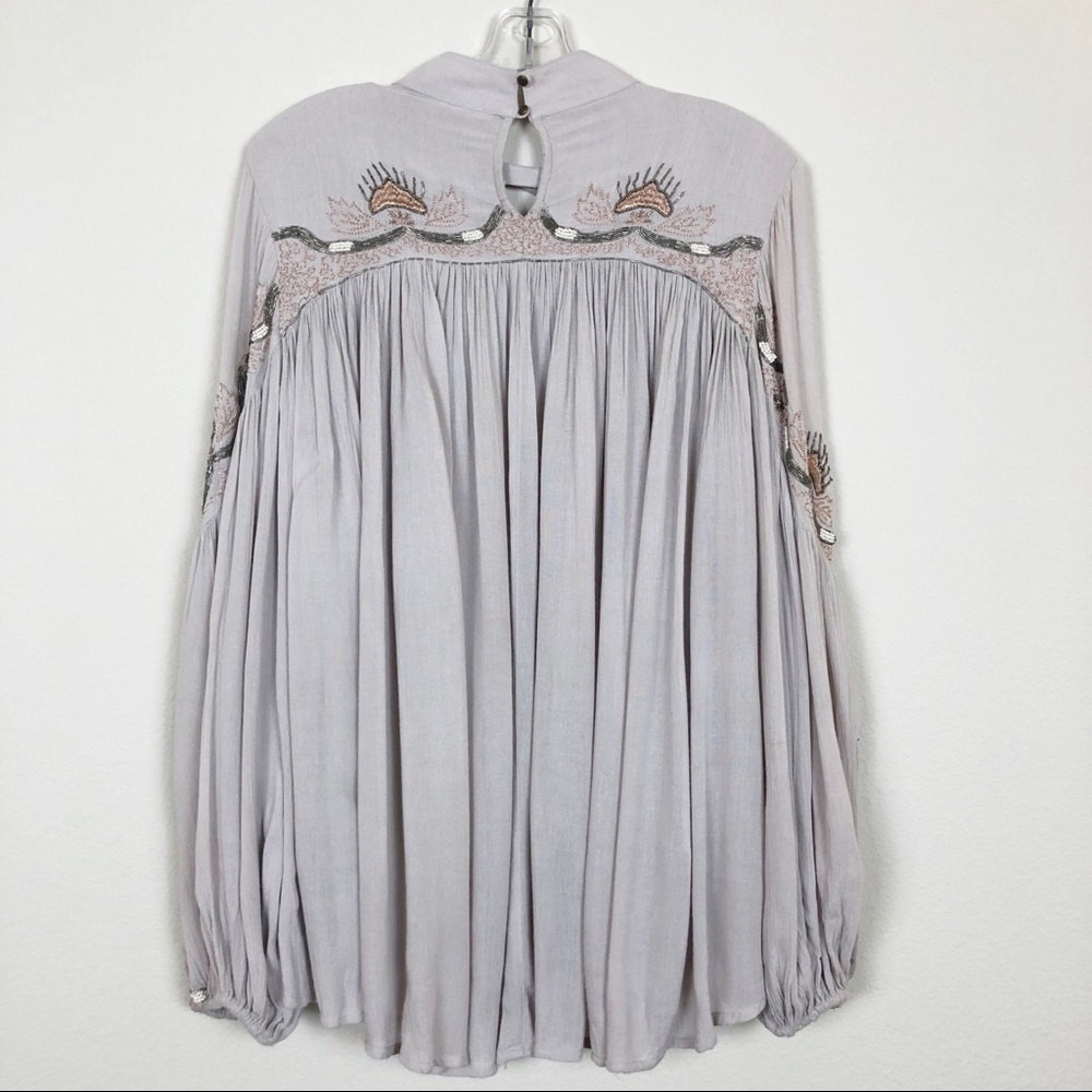 Free People Boho Embellished Oversized Flowy Top S - Picture 7 of 8